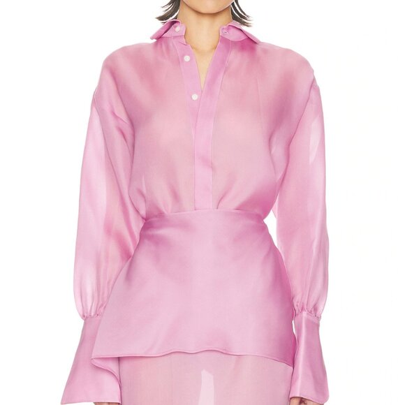 BEST Helsa The Silk Gazar Shirt Ash Rose Pink Quiet Lux - Picture 5 of 12